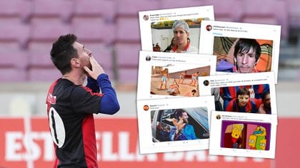 Fútbol Fútbol - La Liga Santander - FC Barcelona x Osasuna - Camp Nou, Barcelona, ​​España - 29 de noviembre de 2020 Lionel Messi del FC Barcelona celebra su cuarto gol vistiendo una camiseta de Newell's Old Boys en referencia al primero -Jugador Diego Maradona REUTERS / Albert Gea