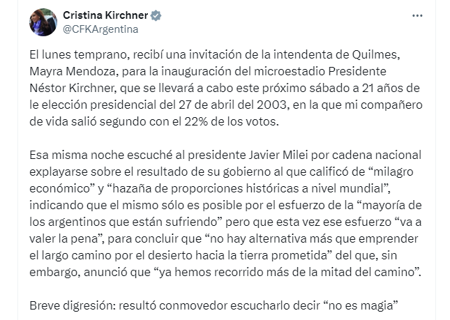 El mensaje de CFK