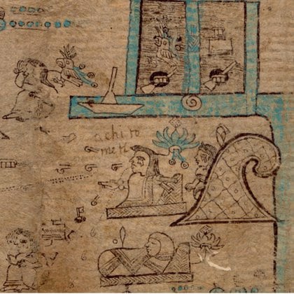 Ilancueitl on plate 3 of the Codex Xolotl, in a remote connection with Achitometl as his father Photo: (Codex Xolotl)