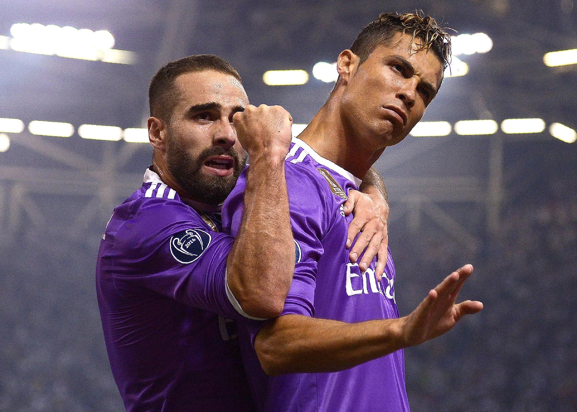 La celebración de Cristiano Ronaldo con Carvajal