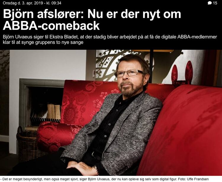 Bjorn Ulvaeus entrevistado por ekstrabladet.dk