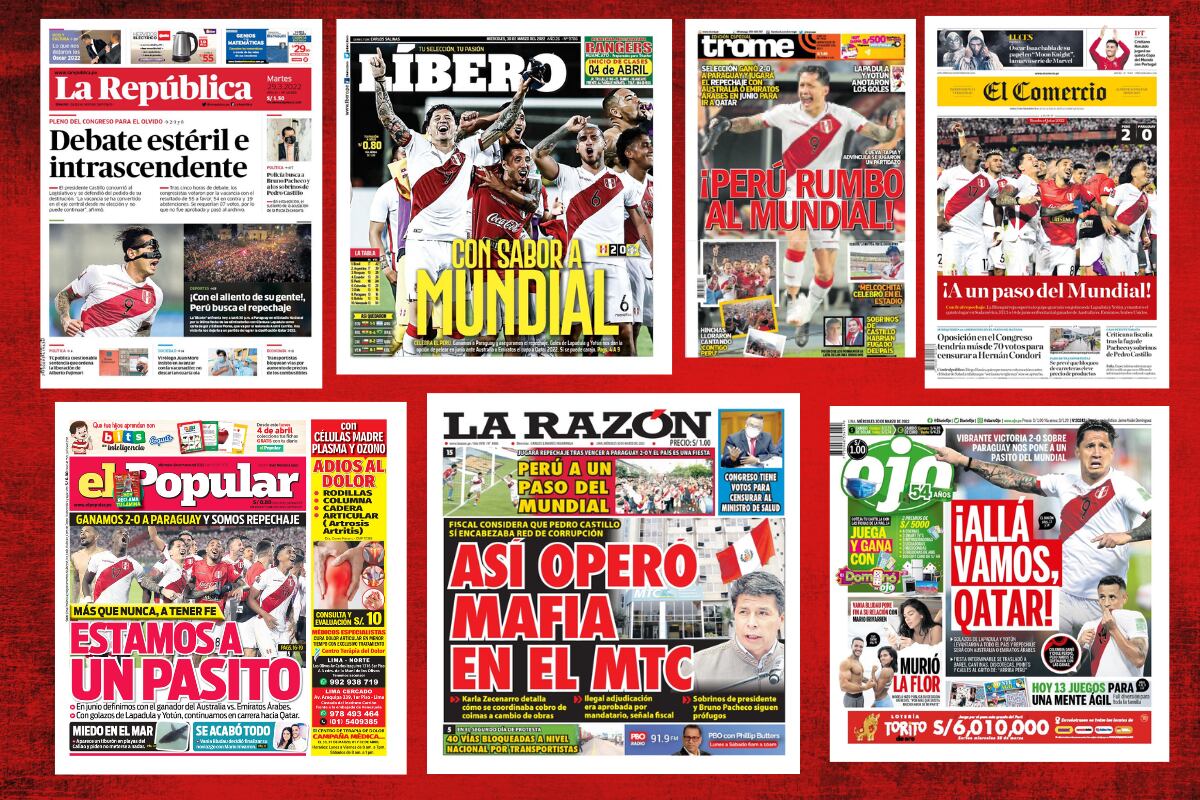 “Peru one step away from the World Cup”, this is how the main covers of the country reported. Composition: Infobae Peru.
