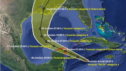 Esta noche y la madrugada del miércoles impactará la tierra hacia Yucatán Foto: SMN