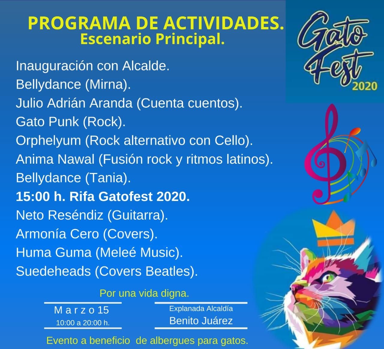 Parte de las actividades que se realizarán son pequeños conciertos y presentaciones de baile (Foto: Facebook/Gato Fest)