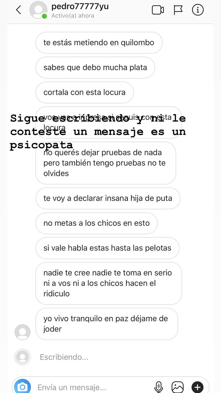 Los supuestos chats entre Mariana Nannis y Claudio Caniggia (Instagram)