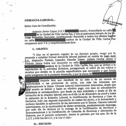 La demanda laboral de López contra Jaime padre e hija