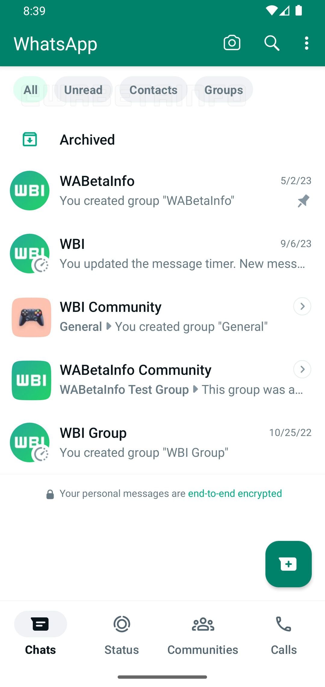 Filtro de conversaciones en WhatsApp para separar chats grupales y mensajes leídos en la aplicación. (WABetaInfo)