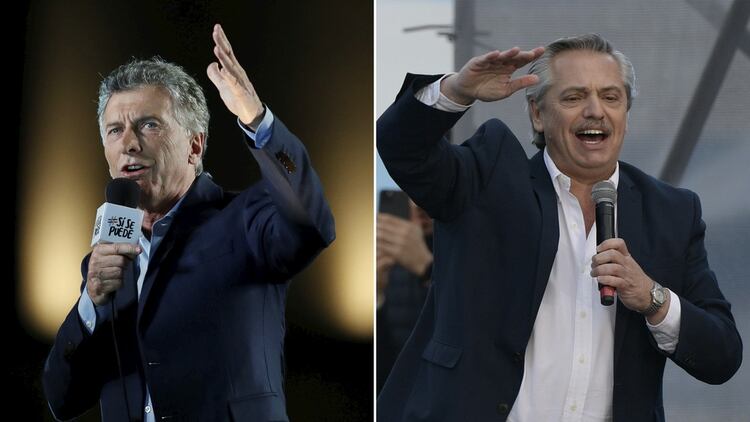 Mauricio Macri y Alberto Fernández en sus cierres de campaña
