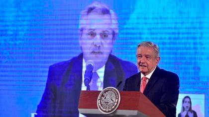 Alberto Fernández y Andrés Manuel López Obrador durante su encuentro en Ciudad de México