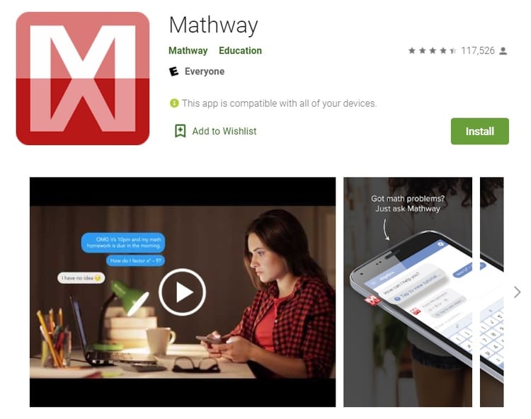 Mathway está disponible para Android.