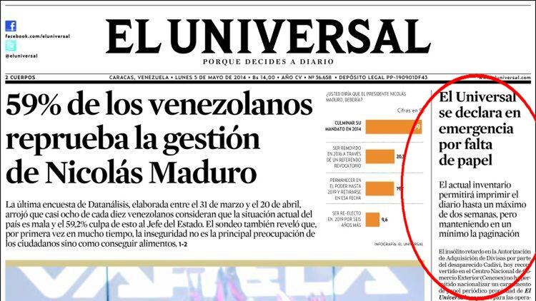 El Diario Mas Importante De Venezuela En Emergencia Por Falta