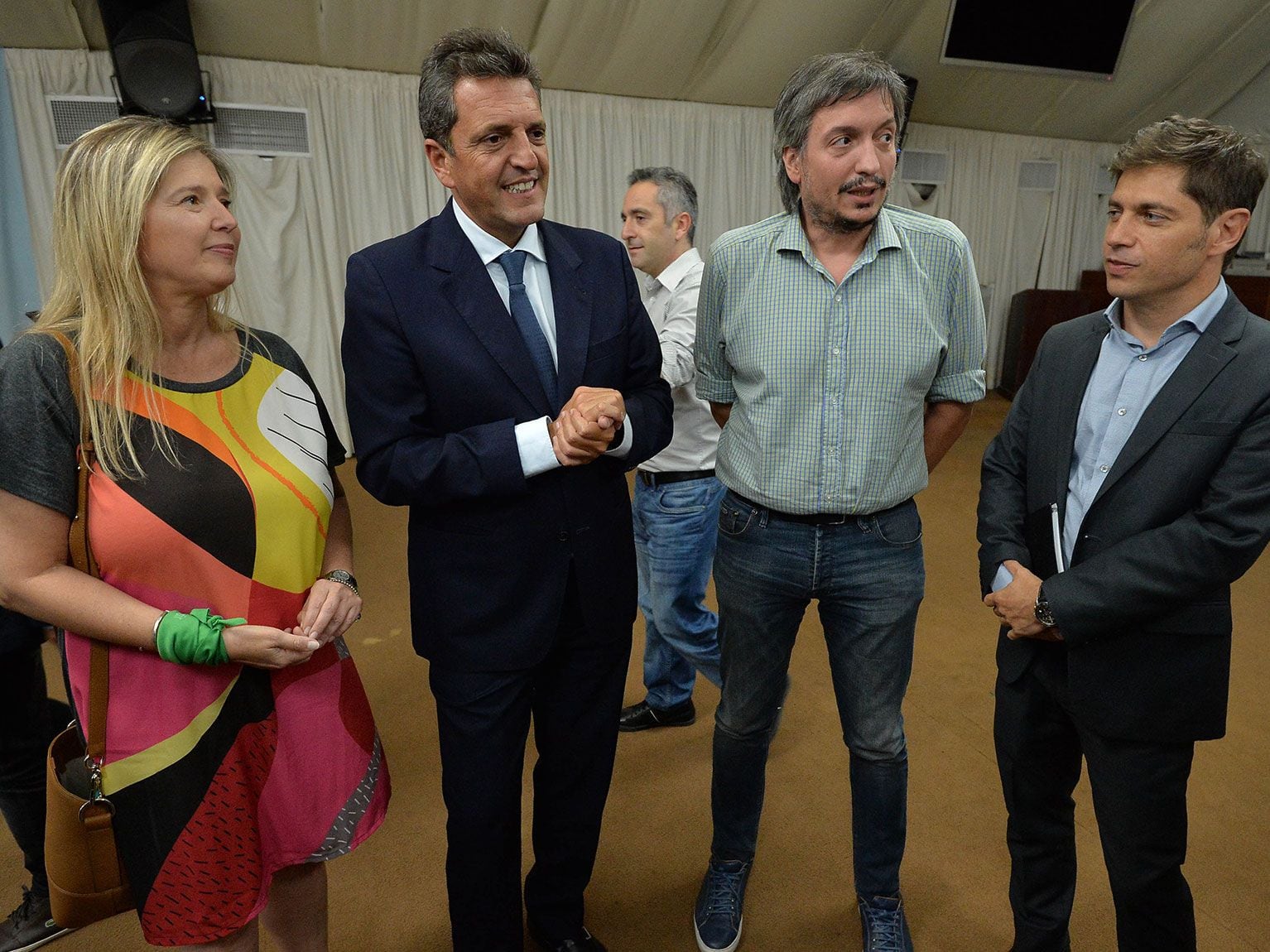 Axel Kicillof junto a Sergio Massa y Máximo Kirchner