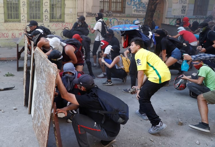 Barricadas en el centro de Santiago