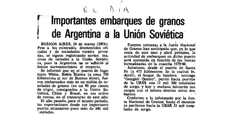 Las relaciones económicas florecientes entre la Unión Soviética y la Argentina, seguramente, explican mucho de este apoyo. En 1981 las exportaciones a la Unión Soviética se acercarían a los 3000 millones de dólares anuales, casi un tercio del total que Argentina vendía en el mundo