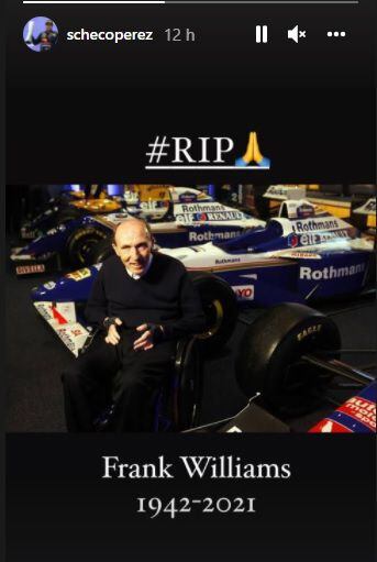 mensaje de Checo Pérez por la muerte de Frank Williams