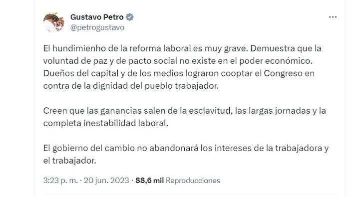 Presidente Gustavo Petro sobre la reforma laboral