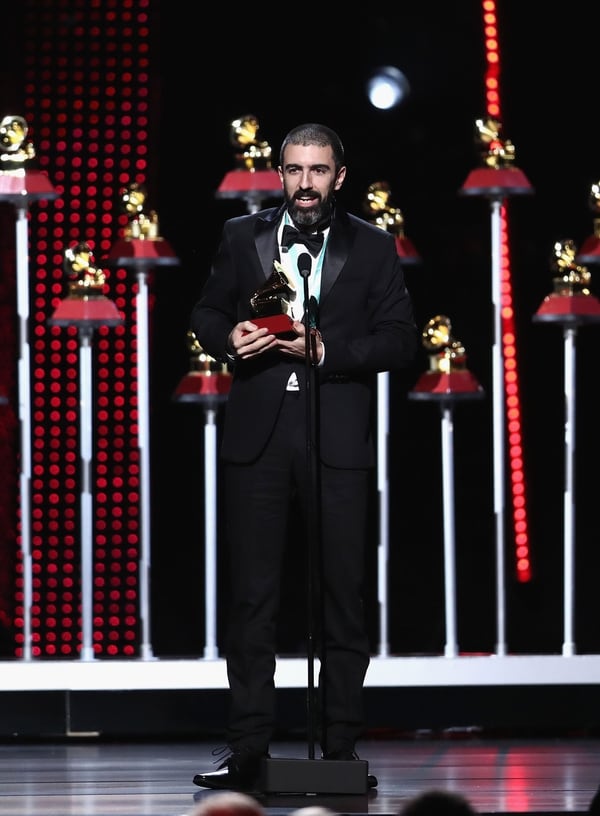 LAS VEGAS, NV – NOVEMBER 15: Pedro Giraudo accepts the award for Best Tango Album onstage at the Premiere Ceremony during the 19th Annual Latin GRAMMY Awards at MGM Grand Hotel & Casino on November 15, 2018 in Las Vegas, Nevada. Rich Polk/Getty Images for LARAS/AFP
