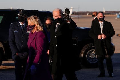El presidente electo Joe Biden llegando a Washington DC para la ceremonia de asunción (REUTERS/Tom Brenner)