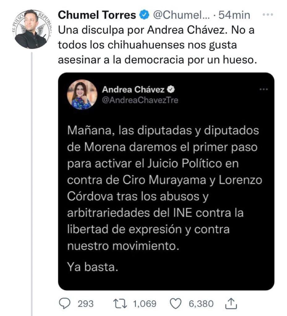 Chumel Torres lashed out at Andrea Chavez