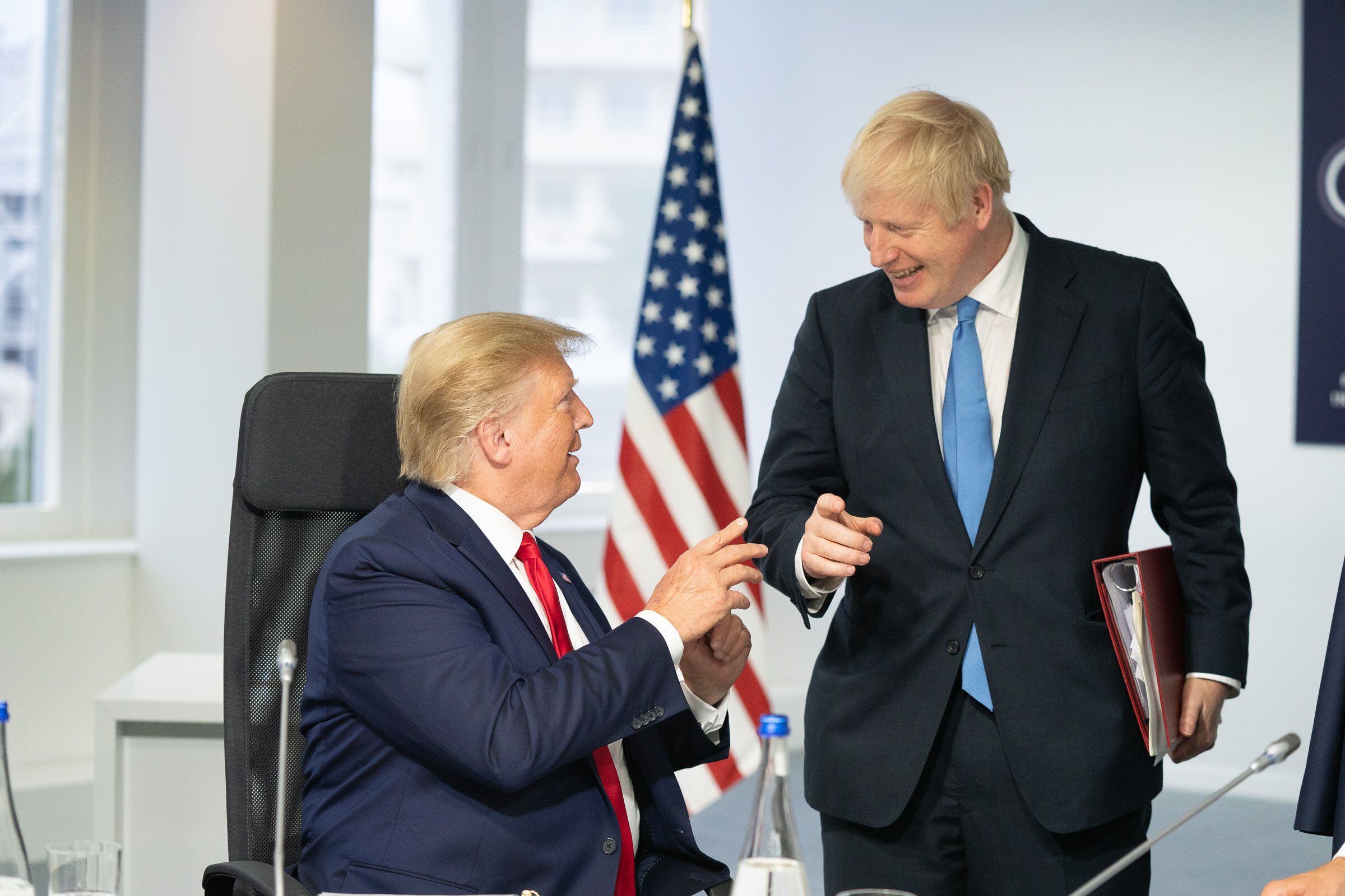 26/08/2019 August 26, 2019 - Biarritz, France - President DONALD  TRUMP holds bilateral meetings BORIS JOHNSON during G7 Summit France.POLITICA Europa Press/Contacto/White House