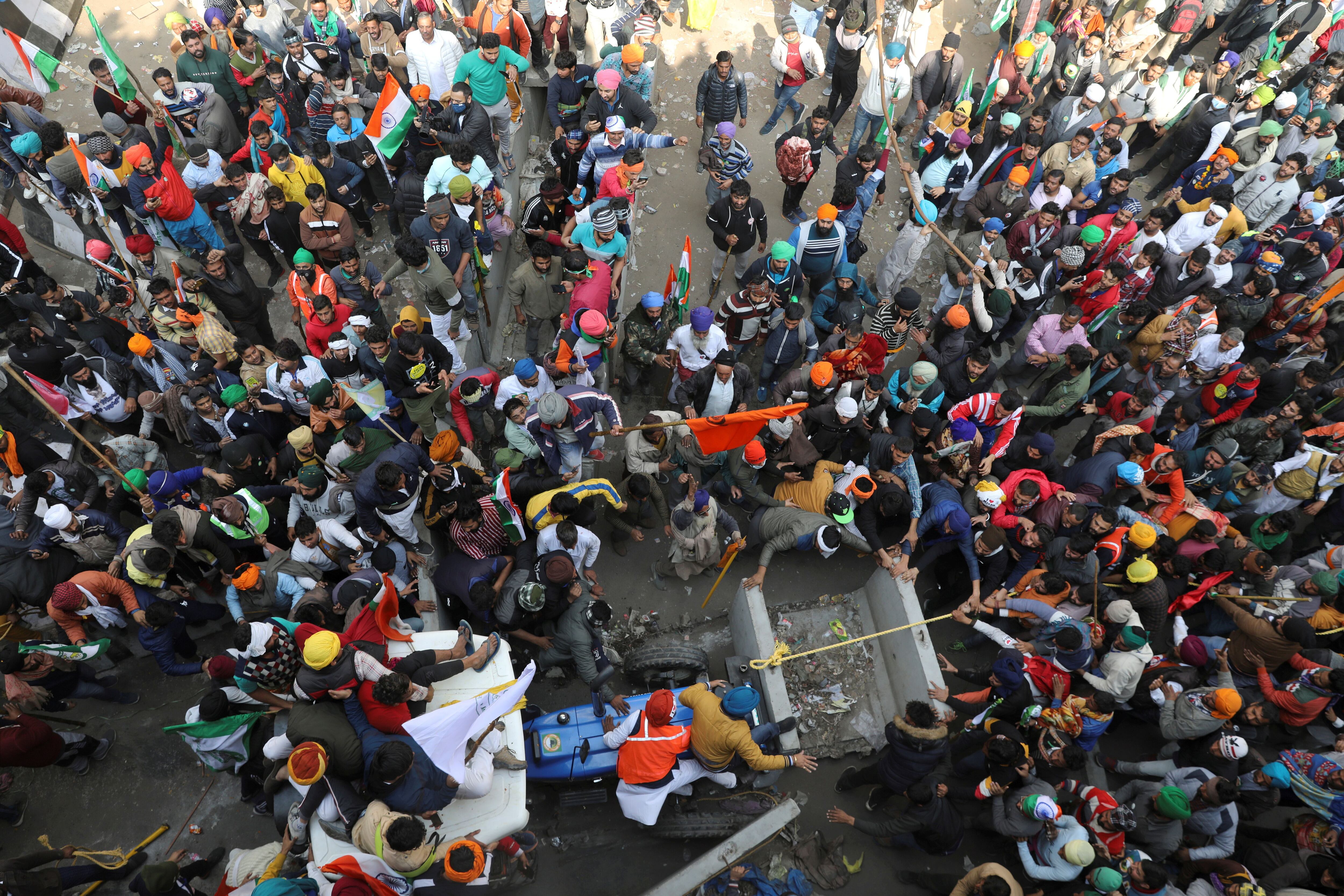 Farmers and protesters during a rally in January (Photo: Reuters)