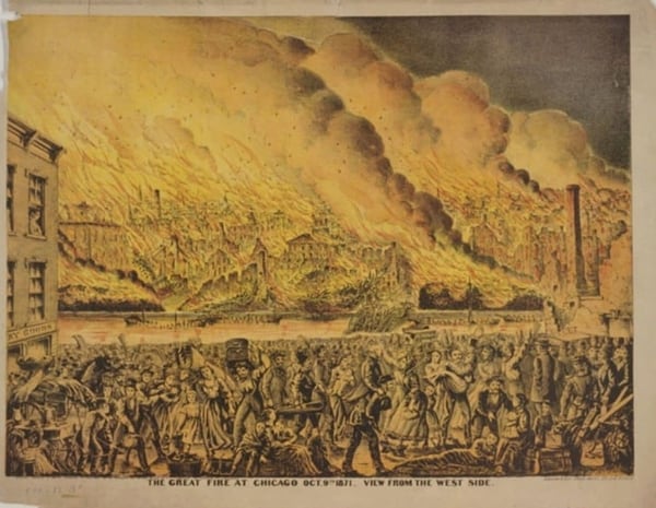 El fuego de 1871 destrozó miles de edificios y provocó la muerte de unas 300 personas (Biblioteca del Congreso/The Washington Post)