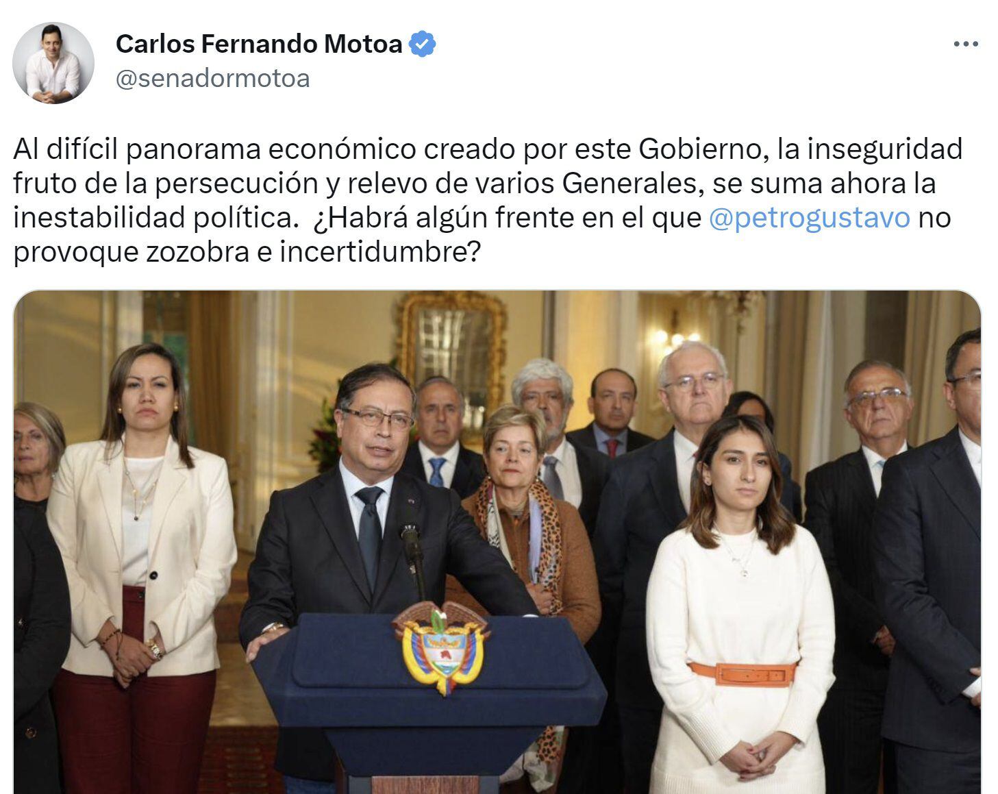 Carlos Fernando Motoa sobre el remezón en el gabinete presidencial
