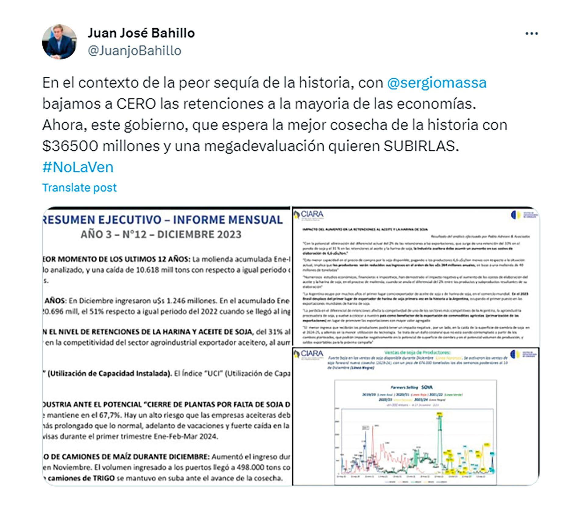 Juan José Bahillo - crítica al aumento de retenciones