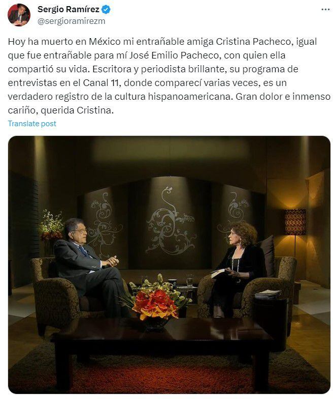Cristina Pacheco Sergio Ramírez - México 21 de diciembre