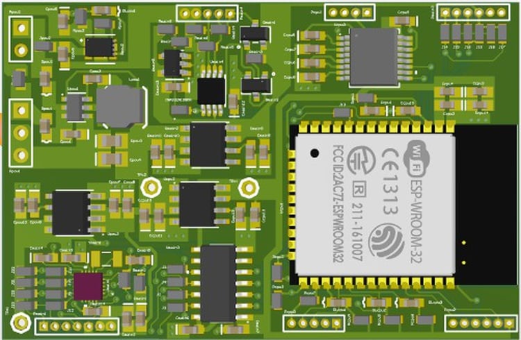 Render de una de las placas que desarrollaron para el equipo de monitoreo. Una vez terminado, los planos serán abiertos para todo el mundo.