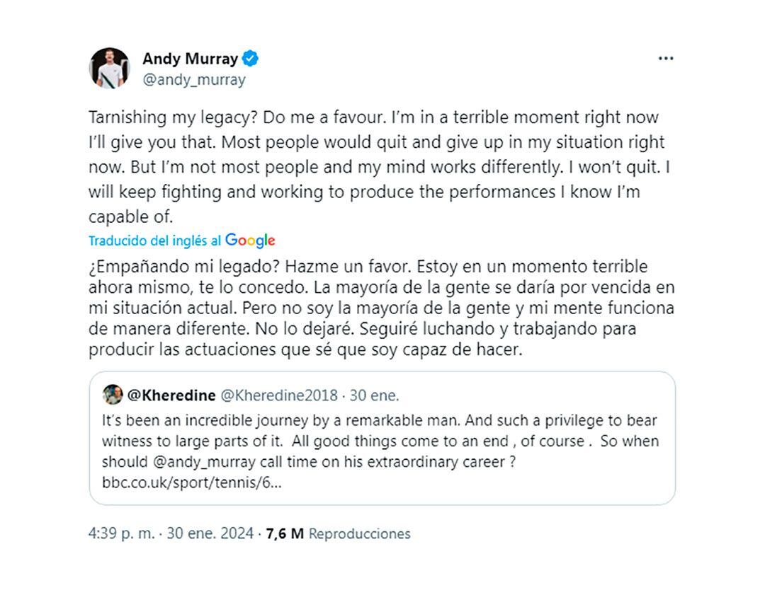 La respuesta de Andy Murray a un periodista que lo invitó a retirarse