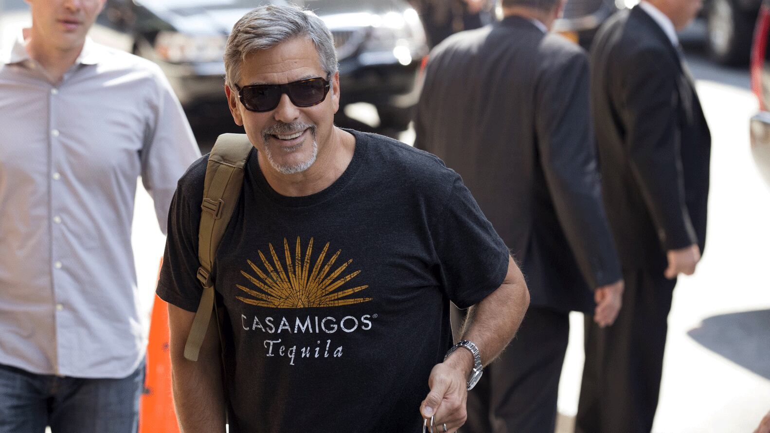El actor George Clooney ingresando a la grabación de \The Late Show\"" Reuters 163