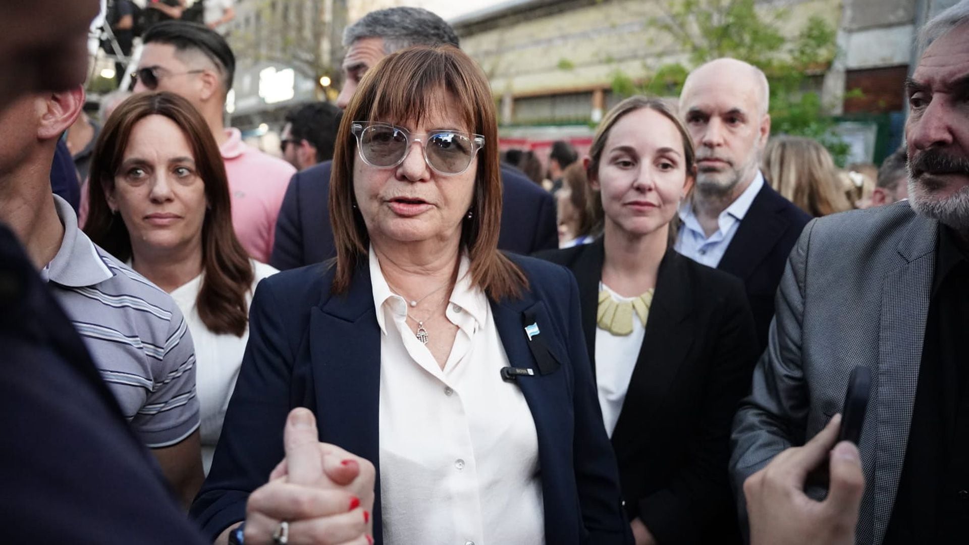 Patricia Bullrich y Horacio Rodríguez Larreta, adversarios en la interna de Juntos por el Cambio, concurrieron juntos a la movilización de la comunidad judía en Argentina, tras los ataques terroristas en Israel