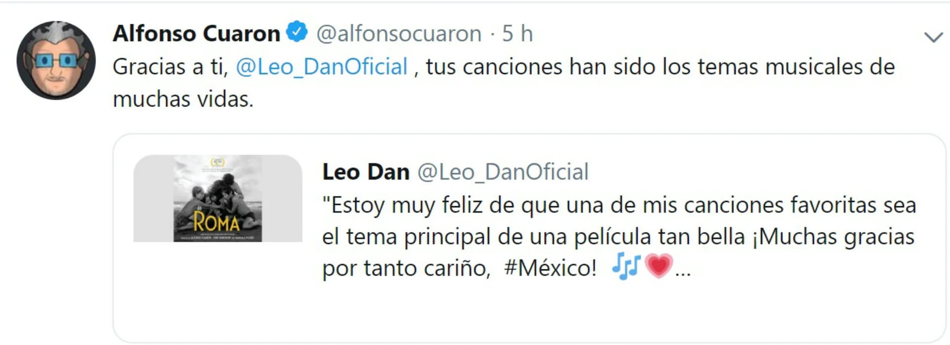 Leo Dan agradeció en Twitter por ser parte de Roma