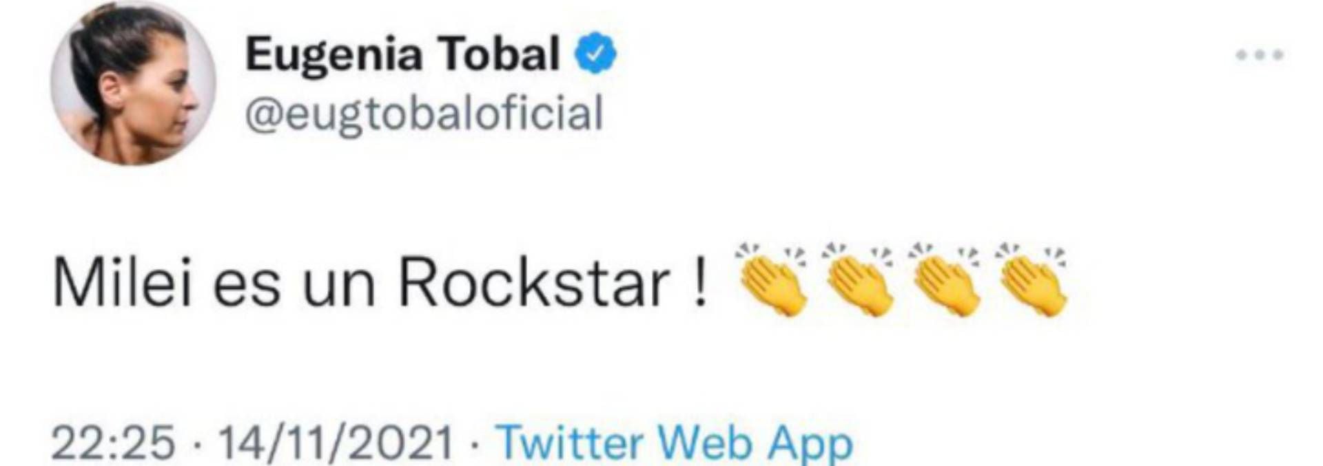 El tweet de Eugenia Tobal sobre Javier Milei