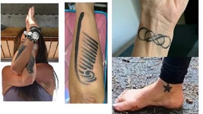 Algunos de los tatuajes de la mujer de 38 años, según una fotografía distribuida por el Servicio de Parques Nacionales de EEUU (Foto: National Park Service)