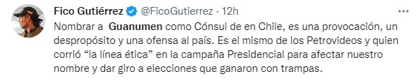 Fico Gutiérrez se pronuncia sobre la posible designación de Sebastián Guanumen como cónsul.