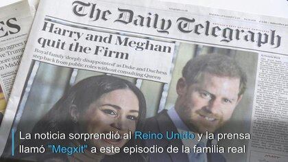 "Megxit". La prensa británica mostró el jueves su habitual creatividad para describir la renuncia del príncipe Enrique y su esposa Meghan a sus funciones reales