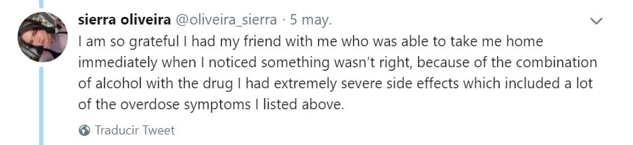 Sierra agradeció haber salido con una amiga, y que no ocurriera nada peor (Foto: Twitter @oliveira_sierra)