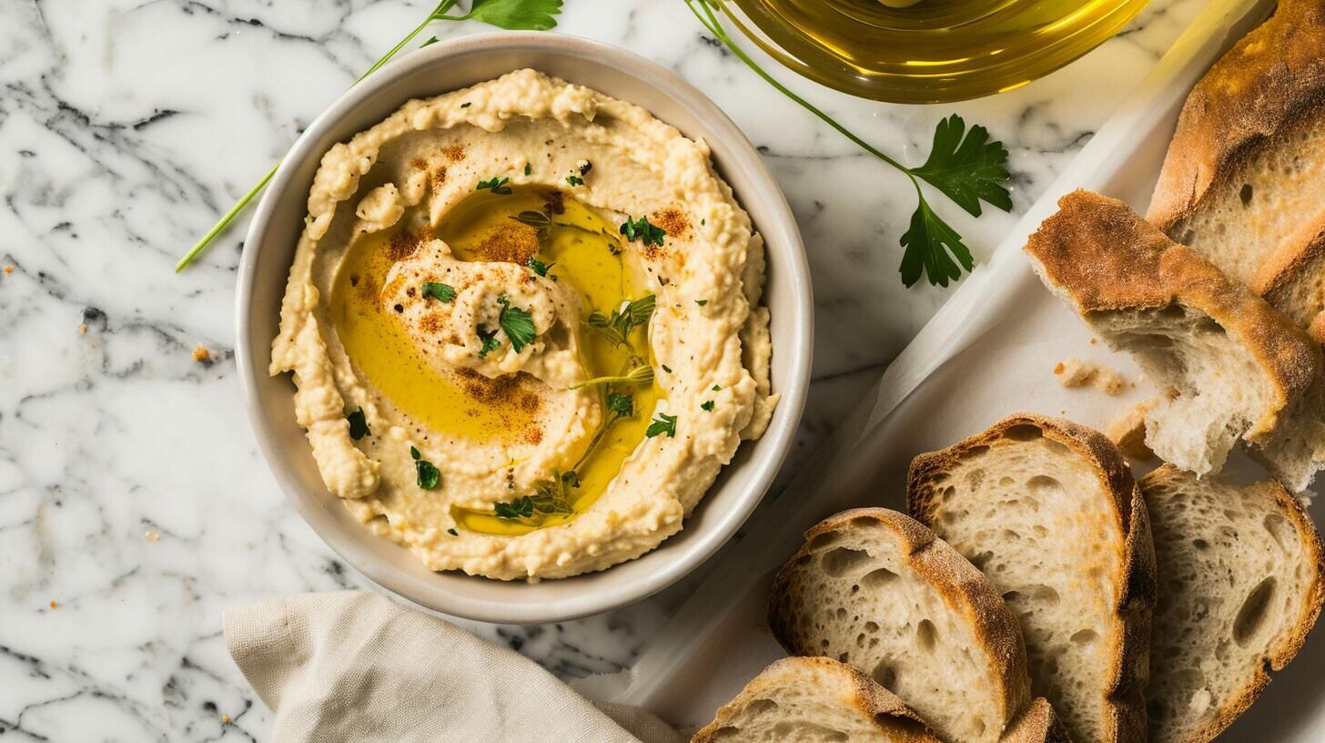 Explora la deliciosa combinación de hummus y pan casero, una fusión gastronómica que resalta la creatividad en la cocina. Descubre cómo estas recetas elevan la experiencia alimentaria con nutrición y sabores únicos. (Imagen Ilustrativa Infobae)