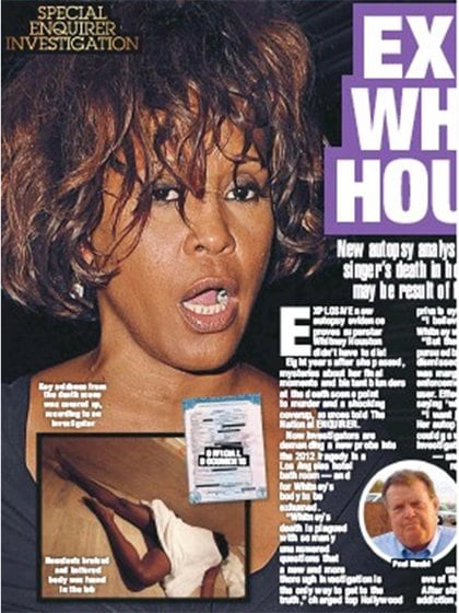 La portada de The National Enquirer sobre la muerte de Whitney Houston