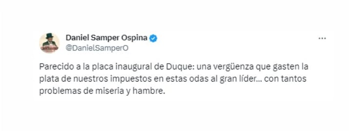 El periodista Daniel Samper Ospina se suma a los cuestionamientos, comparando este gasto con los polémicos programas de la administración pasada - crédito @DanielSamperO/X