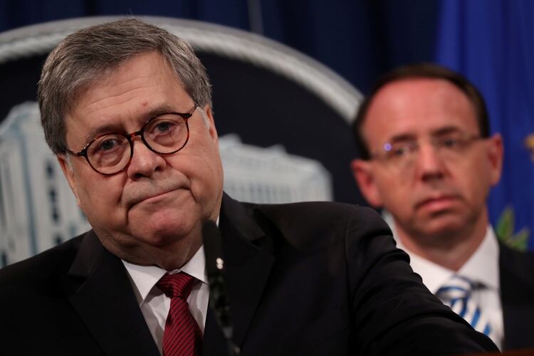 El fiscal general William Barr durante la presentación del informe de Mueller (REUTERS/Jonathan Ernst)