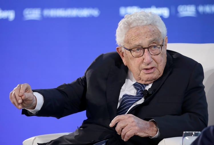 Former U.S. Secretary of State Henry Kissinger attends a conversation at the 2019 New Economy Forum in Beijing, China November 21, 2019. REUTERS/Jason Lee
