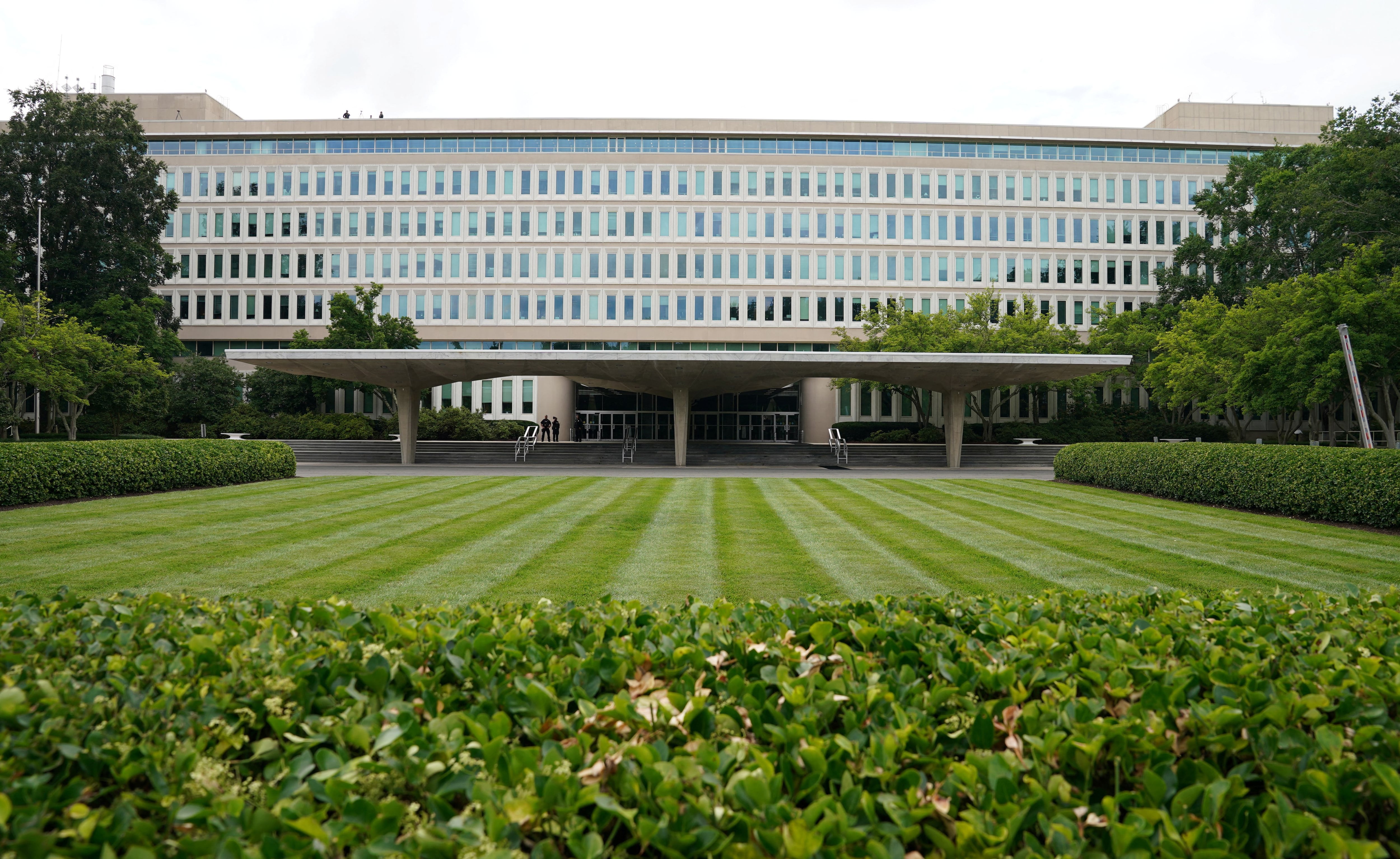 View of the main entrance of CIA headquarters in Langley, Virginia, U.S., July 8, 2022. REUTERS/Kevin Lamarque