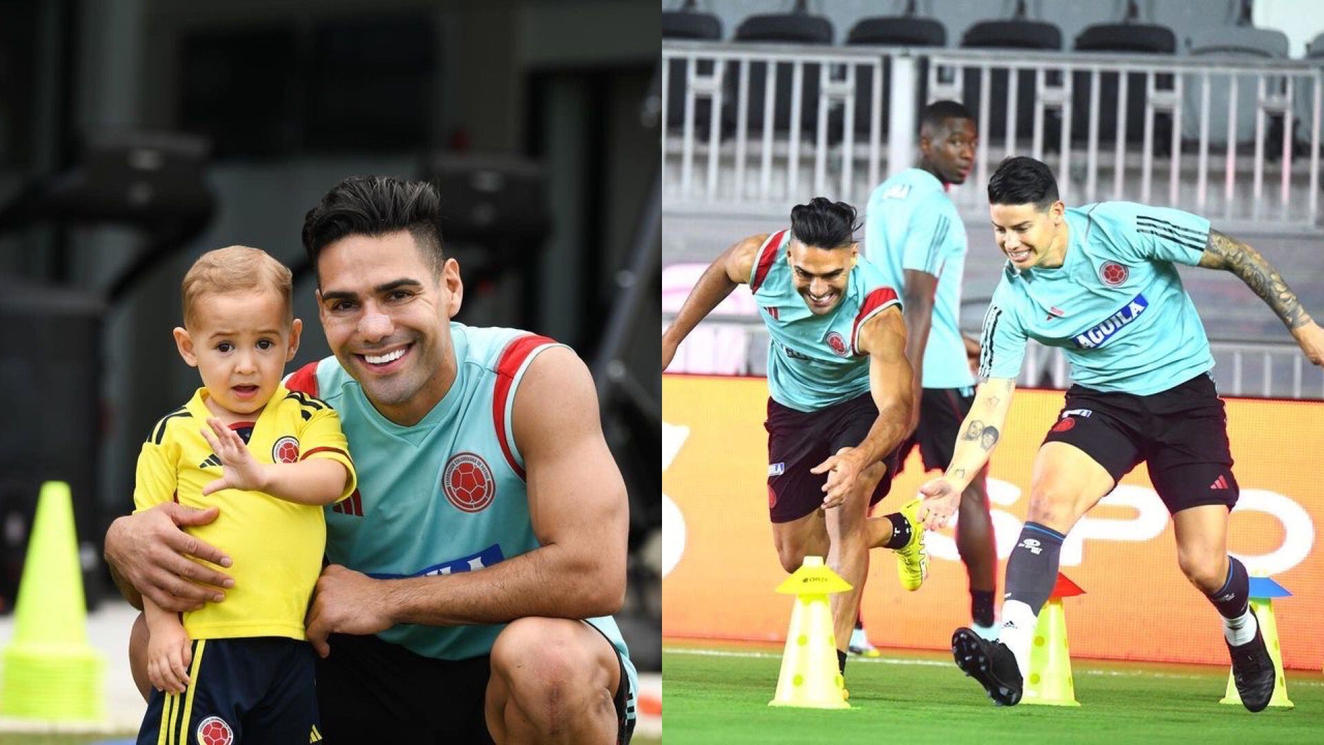 Junto a su hijo, Falcao entrenó con la selección Colombia en el amistoso previo contra Paraguay / (Instagram: falcao ; fcfseleccioncol)