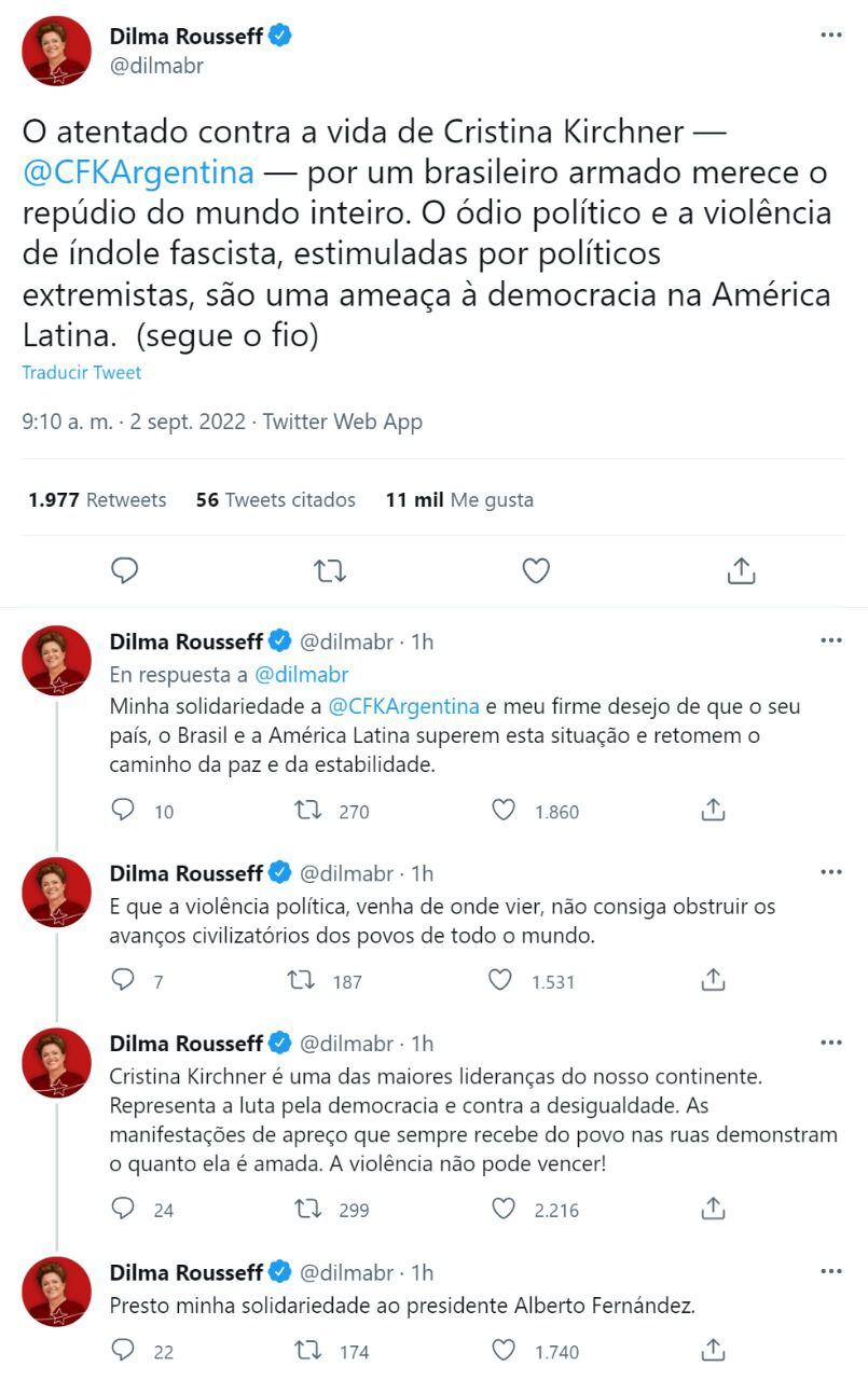 Los mensajes de Dilma Rousseff en Twitter