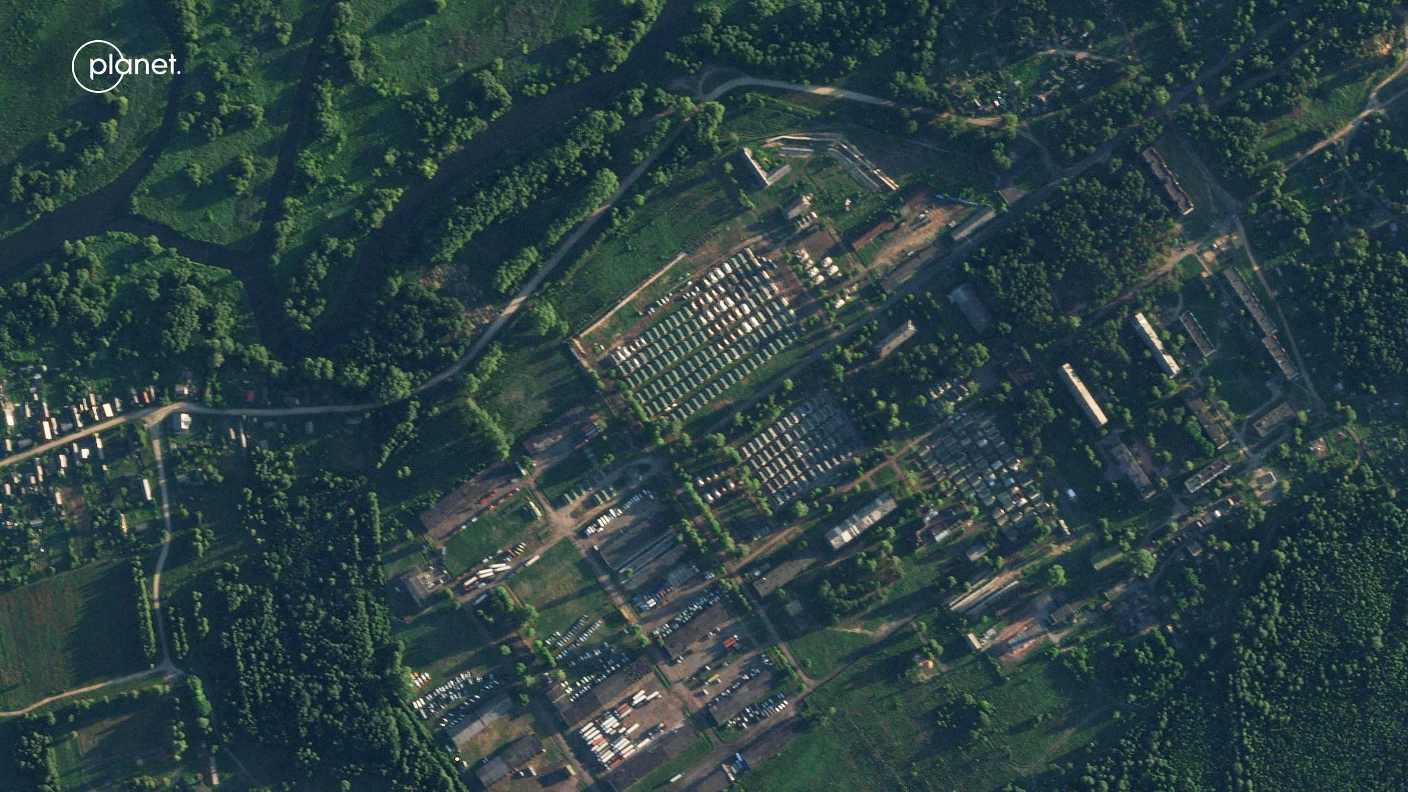 Campamento del grupo Wagner en Tsel (Planet Labs PBC/via Reuters)