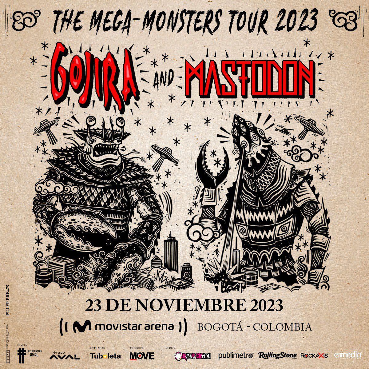 Las boletas para Gojira y Mastodon saldrán a la venta a partir del 29 de mayo para el público general, luego de que se cumplan dos etapas exclusivas para clientes Movistar y clientes del Grupo Aval (Movistar Arena)