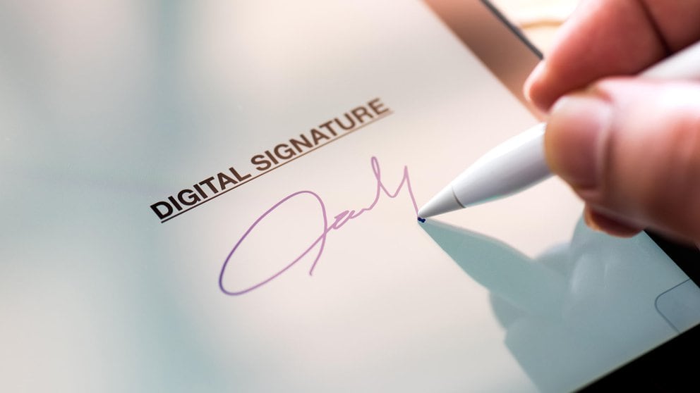 Digital signature concept with tablet and stylus